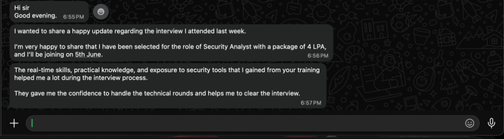 Placement proof — OneInfo Academy Student