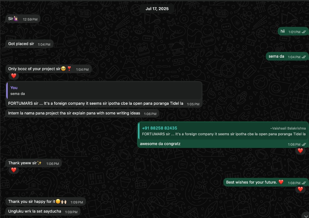 Placement proof — OneInfo Academy Student